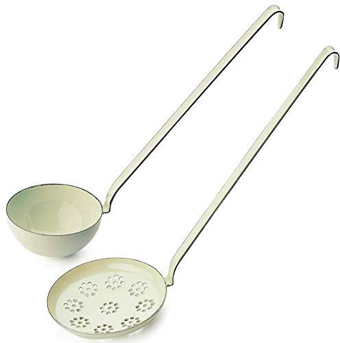 Riess Classic Backschaufel Plus Schöpflöffel Kelle Set Emaille-Kochgeschirr zum Hängen (gelb)