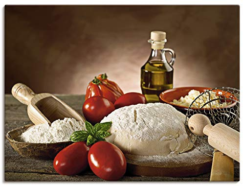 ARTLAND Wanddeko Leinwand Bilder Wandbild Pizza Italien Lebensmittel Teig Pizzeria Mediterran T5UZ
