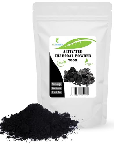 Poudre de charbon actif - 50 Gr - utilisation dans les masques, enveloppements corporels, gommages, formulations exfoliantes, colorant pour savons, formulations de maquillage comme mascara