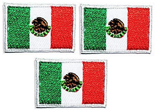 Umama Aufnäher Set mit 3 Mini-Flaggen 1,5 x 2,8 cm, Mexiko-Flagge, Länderflagge, Emblem, Uniform, Militär, taktisch, bestickt, für dekorative , Handwerk, Kostüm