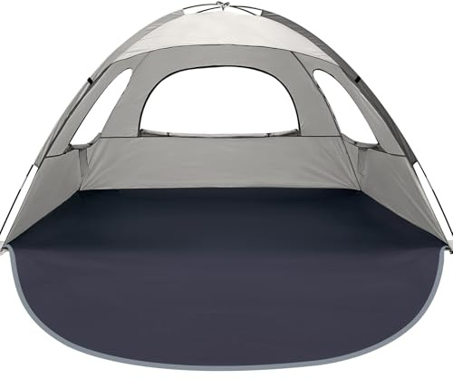 WhiteFang Beach Tent Anti-UV Portable Sun Shade Shelter for 3 Person, Extendable Floor with 3 Ventilating Mesh Windows Plus Carrying Bag, Stakes and Guy Lines (Baby's Breath)