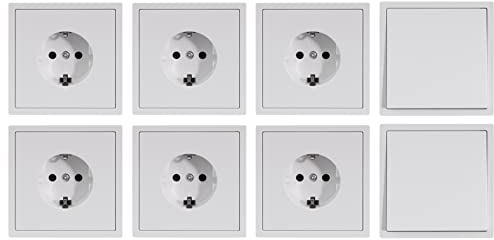 McPower | Schalter und Steckdosen Set Shallow | weiß | 16-teilig | Steckanschluss | Wechselschalter + Rahmen | 1 Jahr Garantie