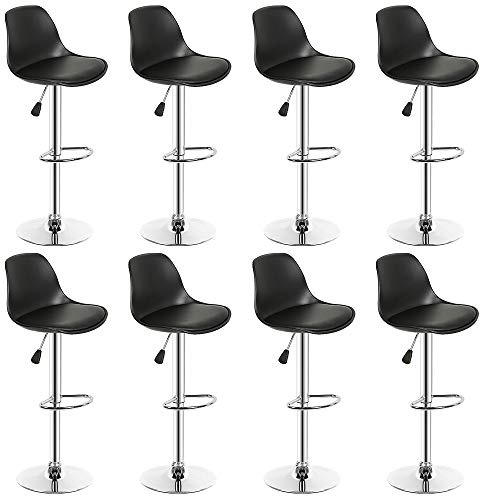 homewell Barhocker 2/4/6/8 er Set höhenverstellbar mit lehne drehbar Küchenhocker Bistrohocker 360° Drehstuhl belastbar 150 kg (8er schwarz)