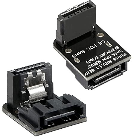 GELRHONR Adaptador SATA de ángulo recto de 7 pines hembra a 7 pines macho, convertidor SATA de 90 grados de 7 pines placa base para escritorios SSD HDD (arriba/abajo)