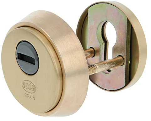Amig - Scudo rotondo di sicurezza per serrature mod. 40 | Ø 65 mm | Con piastra antitrappo e dadi antifurto | Anello esterno massiccio | Ottone finitura opaca