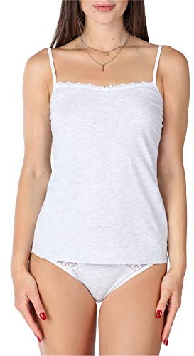 Bellivalini Camiseta Interior de algodón señoras con Encaje BLV50-221 (Melange, S)