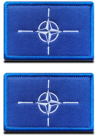 Förpackning med 2 taktisk Nato-nordatlantens federala flagga tyglapp med kardborreband för kläder väskor ryggsäck uniform väst hundsele militär taktisk utomhuskläder samlare