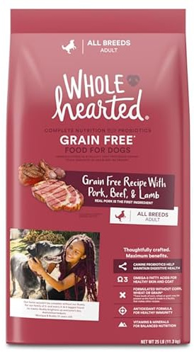WholeHearted Grain Free Pork Beef & Lamb Recipe Dry Dog Food 25 lbs.