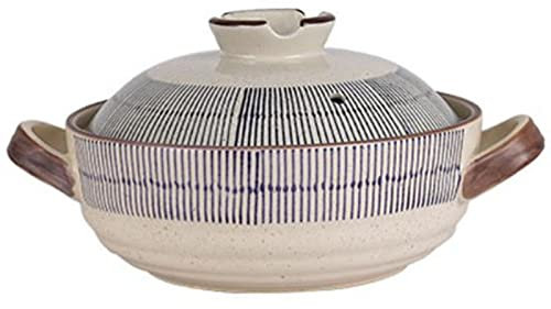 Vnook Pentola di Cottura in Ceramica Pentola Calda Giapponese Casseruola Pentole Stufato Zuppa di Terracotta Pentola di Terracotta con Coperchio Doppio Manico Cucina in gres (Size : 2L)