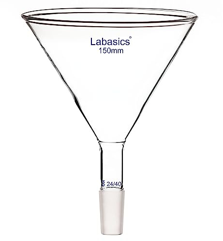 Labasics Imbuto da Laboratorio, Triangolo Imbuto, Imbuto per Polvere a Stelo Corto in Vetro con Diametro Esterno Superiore di 150 mm e Interno Giunto 24/40
