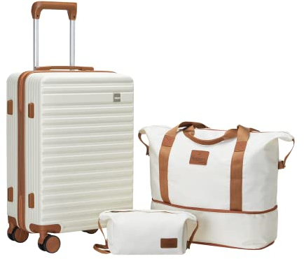 Joyway 3 PCS Set de Valises, Valise Voyage de Cabine, Bagages Ultralégères de 20'', avec Espace d'Extension Roues Pivotantes à 360° et Serrure TSA Comprenant 1 Sac Imperméable et 1 Trousse de Toilette