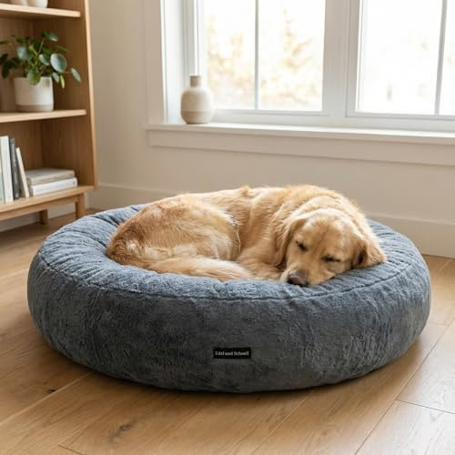 EDEL&SCHNELL Ersatz Bezug für Flocke Hundebett Hundebettbezug aus grauem Kuschelplüsch Bezüge für Hundebetten (125 cm)