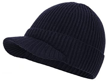Zylioo Stickad mössa för litet huvud, vintermössa beanie mössa storlek 53–55, liten vinter varm stickad cuffed Watch Cap med skärm, Marinblå, XS-S