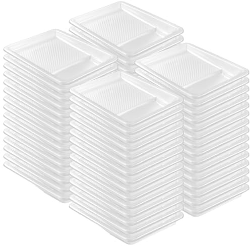 Geelin 150 Pcs Paint Tray Liner 9 Inch Pans Trays White Roller Disposable Plastic Paint Tray with Textured for Painting Walls, Compatible with Most 9 Inch Rollers