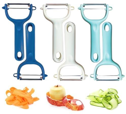 Trez Treamer 6-Pack Vegetable Peelers for Kitchen,Stainless Steel Apple Peeler Set for Veggie Carrot Fruit Zucchini Cucumber Peeler Sharp Potatoes & Potato Peeler Bulk with Non-Slip Handle (Y)