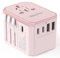 EPICKA Adattatore Universale da Viaggio 30W, Adattatore Presa Universale da Viaggio, Adattatore Giappone da Viaggio con 3 USB-C, 2 USB-A, Adattatore Spina per Italia USA UK Australia,Rosa