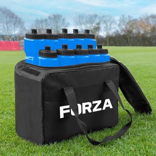 FORZA Set 10 borracce D'acqua & Borsa | 9 Colori - Borraccia Sportiva (Blu)