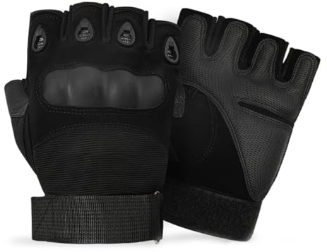 NHPY 1 Paia Guanti Moto, Guanti Da Moto Per Uomo E Donna,Con Protezione Per Nocche Dure E 2 Dita Touch Screen Antiscivolo, Adatto Per L'Esplorazione Della Giungla, Trekking