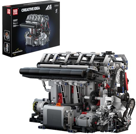 Mould King 10087 Technik Motor Bausatz Bausteine Klemmbausteine Motor Benzin Modellbausatz Simulation Motoren mit Funktionsfähiges Engine kit für Erwachsene(1787 Teile)