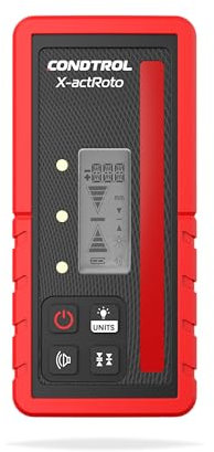CONDTROL - X-ACT ROTO Cella di ricezione laser rotante rossa - Schermo LCD fronte-retro - Alta precisione - Misura mm e pollici - Fornito con accessori