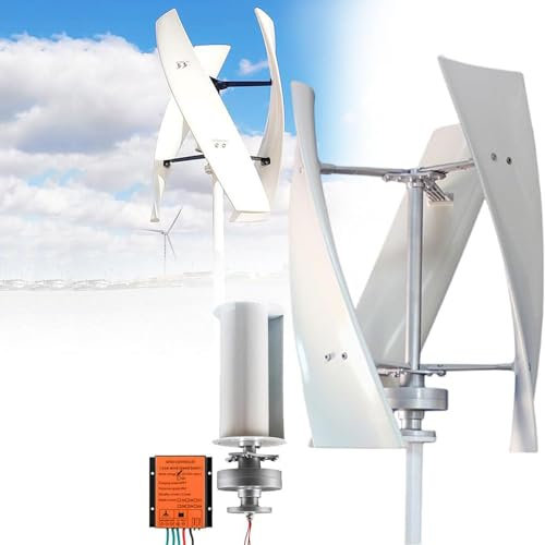 DPLXQPP Turbina Eolica,Turbina Eolica Verticale Domestica Trifase 3 Pale con Controller,Generatore Eolico Silenzioso Ad Alta Efficienza,12V-3000W