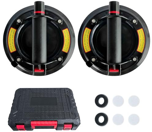 Goviox 8,2 Ventosas para Cristal, 2 Piezas Ventosas para Azulejos, Ventosa de Vacío con Maleta, Ventosas Fuertes Profesionales, para Transportar y Elevar Laminados, Mármol, Muebles, Cargas 200Kg
