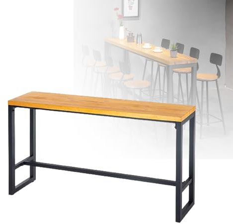 NOBBAT Rechteckiger Stehtisch, Stehtisch, Hochtisch, Frühstücks-Stehtisch, Küchentisch, 100/120/140/160 cm Theke, Frühstücks-ESS-Hochtische mit Fußstütze und verstellbaren Fußpolstern(160X40X105CM)