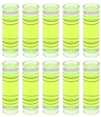 sourcing map Lot de 10 petites fioles cylindriques de niveau à bulle en PMMA 9,5 x 30 mm - Mini niveau à bulle horizontal - Outils de mise en page pour camping-car, TV, cadre photo - Outil de mise en
