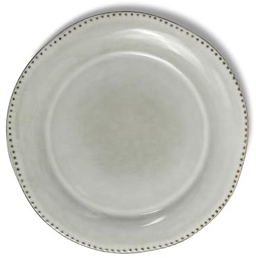 VIDI Piatto Abendessen Teller Set in Perlweiß | 6-teiliges Geschirrset mit Asymmetrischem Design | Ø27.5 Steingut Geschirr set Ofen, Mikrowellen & Spülmaschinenfest | Geschirrset 6 Personen