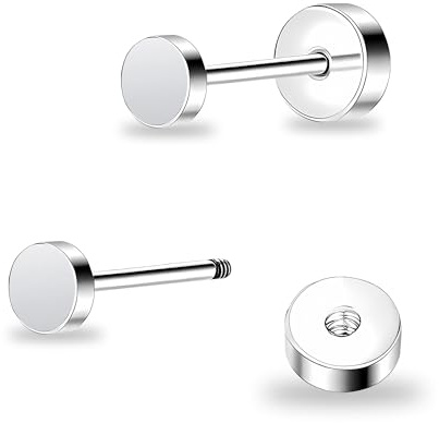 ZDE Women Earrings Flat Back Dot Titanium Hypoallergenic Cartilage 14K Gold Earrings Studs for Sensitive Ears Simple Classic 3mm-6mm Screw On Stud Earring