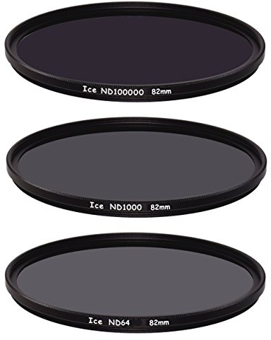 ICE Extreme ND Filter Set ND100000 ND1000 ND64 Neutral Density 16.5,10, 6 Stop Optical Glass (82mm)