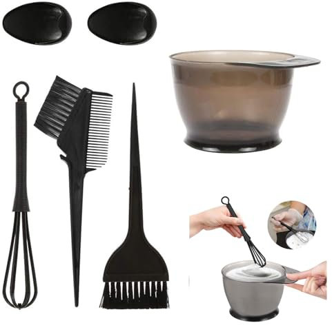 Amusingtao 5 Stk Haarfärbepinsel Set, Haare Färben Zubehör, mit Doppelseitige Bürste, Färbeschale, Färbebürste, Ohrabdeckung für Friseursalon und Zuhause