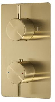 MILANO 2 Outlet Diverter Thermostatic Mixer Shower Valve Brushed Brass