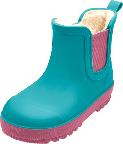 Playshoes Stivali di gomma unisex per bambini con fodera calda, Tpe petrolio, 26 EU