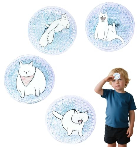 Kids Boo Boo Ice Packs Reusable - 4-Pack Soft Flexible Child-Safe First Aid Packs for Teething, Bruises & Fever Relief (Blue)