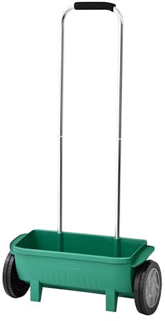 raxter Lawn Seed Spreader – 12L Garden Spreader for Grass Seed, Feed & Fertiliser – Lawn and Garden Spreader Handheld – Wheeled Push Spreader for Lawn Care
