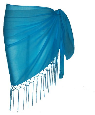 P4F Half Cotton Sarong with Tassels (Cotton, Turquoise)