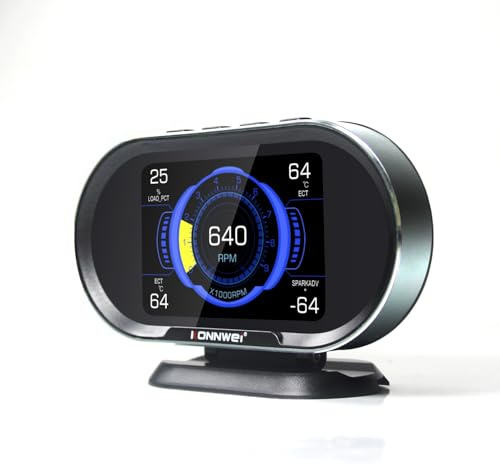 KONNWEI KW206 Auto OBD2 Diagnosegerät,Head Up OBD2 & HUD Display, All-in-One-Fahrzeug-Reisecomputer, überwachte Drehzahl, Wassertemperatur, OBDII-Scanner, obd2 diagnosegerät für alle fahrzeuge