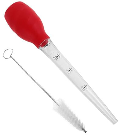 MOKKHNB Pipetta in Silicone per Trasferimento di Liquidi Alimentari con Spazzola per La Pulizia Integrata, Strumento Multiuso per Cottura di Carne, Pesce e Pollame, Set Completo per Cucina