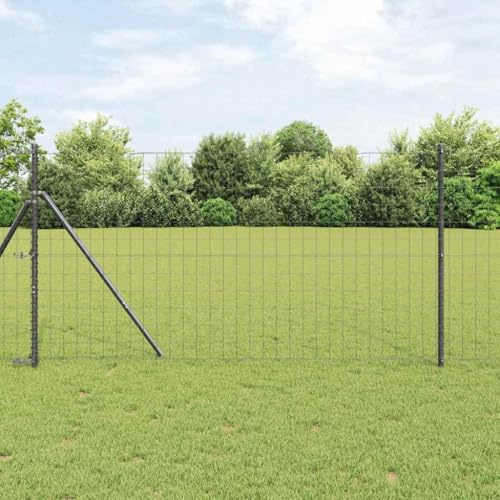 Decorative Fence Panels Fence Screening Trellis Fence with Posts Grey 1 x 25 m Steel Screening Fence Panel for Dog Rabbit Yard Patio Outdoor Decor