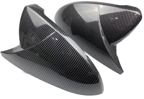 2 STÜCKE Spiegelabdeckungen Kappen Rückspiegelgehäuseabdeckung Für Golf MK7 7.5 GTI 7 7R Carbon Hellschwarze Abdeckung Autozubehör Auto-Außenspiegelabdeckungen Auto Spiegelkappen(Carbon Look Black)