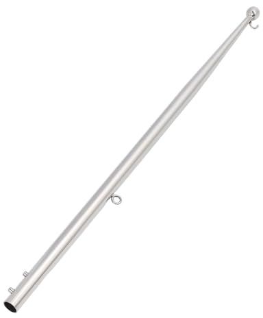 Bootsfahnenmast Marinequalität 316 Edelstahl Hochgeschwindigkeitsstabiler Fahnenmast für Yachten Wohnmobile Fischerboote 610 mm Länge Schienenmontage (Kleiner Kugelkopf 20 mm)