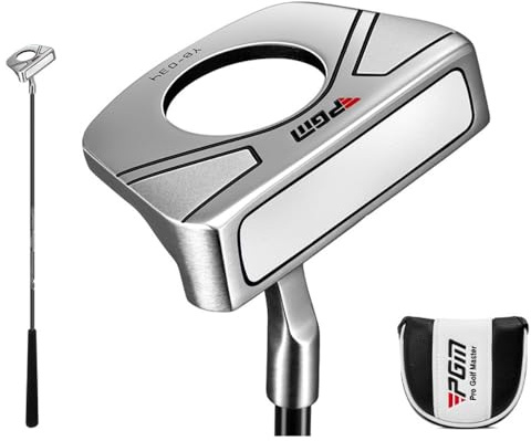 Putter de golf debout avec ramassage de balle pour homme et femme avec couvre-tête pour droitier et club de golf de 86,4 cm (argenté)