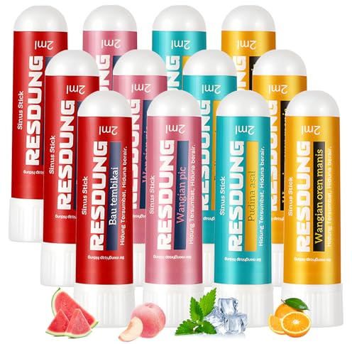 12 Stück Inhalierstift Nasal Stick – Frischer Duft, Riechstifte für den Alltag, Erfrischende Aufhellung bei Müdigkeit, Ideal für Arbeit, Studium oder Reisen