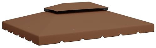 Outsunny Toit de Rechange pour Gazebo, 4 x 3 m, Couverture de Rechange à Double Toit, 8 Trous de Drainage, auvent de Rechange Uniquement pour pavillon Gazebo, café