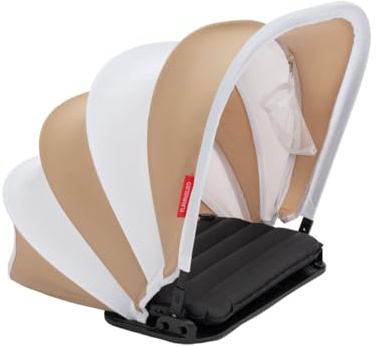 Flamingueo Parasol de Plage - Pour Visage et la Tête - UPF 50+ - Avec Coussin Gonflable - Plusieurs Positions - Poche pour Téléphone Incluse - Polyester
