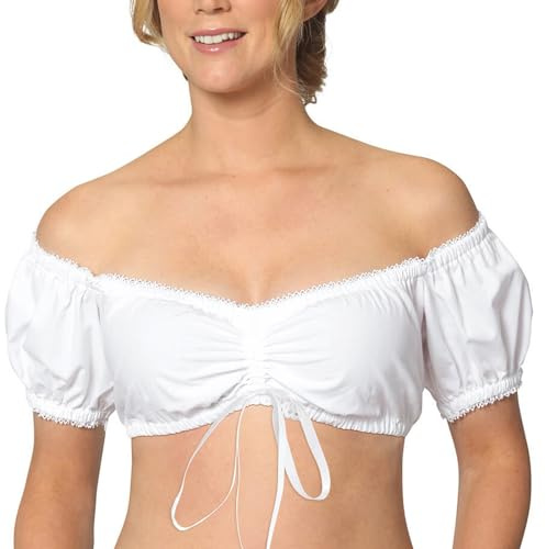 Generisch 2026 Mujer Elegante Chaleco de Encaje con Aros Tubo Top Lencería Blusa Dirndl para Oktoberfest Ropa Interior Transpirable con Tirantes Ajustables (Blanco, XXXXL)