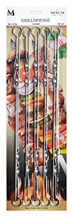 Set of 10 barbecue skewers, 50 cm, shashlik skewers, skewers, Schampura, skewers, stainless steel