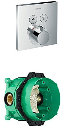 hansgrohe ShowerSelect thermostatic mixer for 2 outlets, chrome and basic set bundle