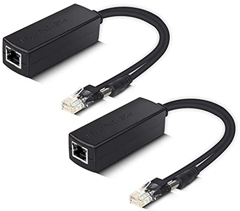 ipolex 2-Pack Active PoE Splitter Adapter Power Over Ethernet 48V bis 12V, IEEE 802.3af-kompatibler 10/100Mbps PoE Splitter mit 12V Ausgang für Überwachungskamera